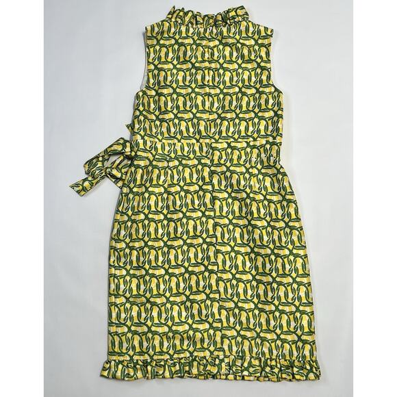 Alex Marie Dress Women’s Size 14 Sleeveless Faux Wrap Ruffle Hem Green Yellow - Picture 8 of 8